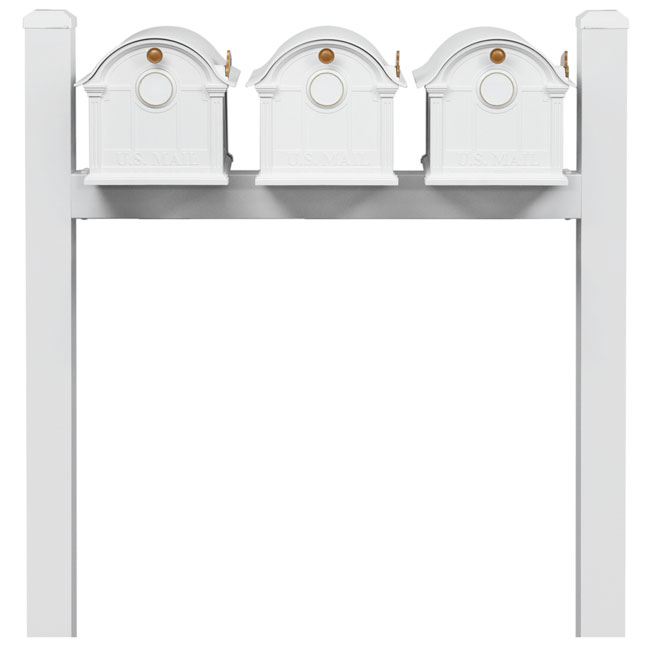 Whitehall Classic Custom Balmoral Mailbox Trio, White/Gold