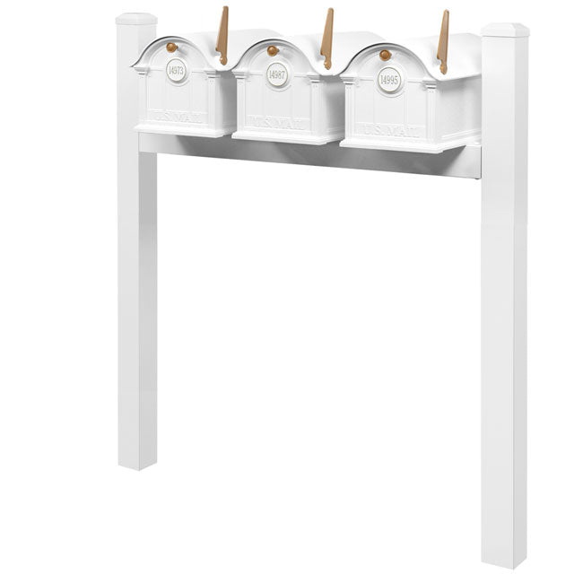 Whitehall Classic Custom Balmoral Mailbox Trio, White/Gold