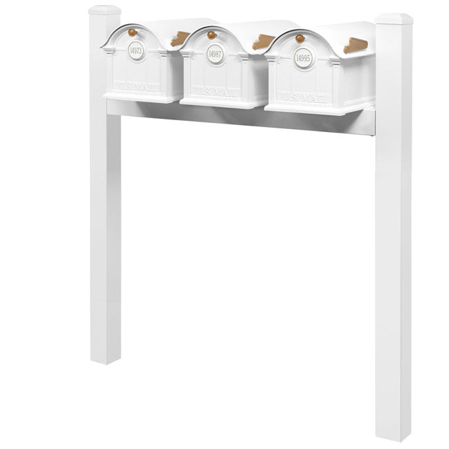 Whitehall Classic Custom Balmoral Mailbox Trio, White/Gold