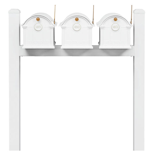Whitehall Classic Custom Balmoral Mailbox Trio, White/Gold
