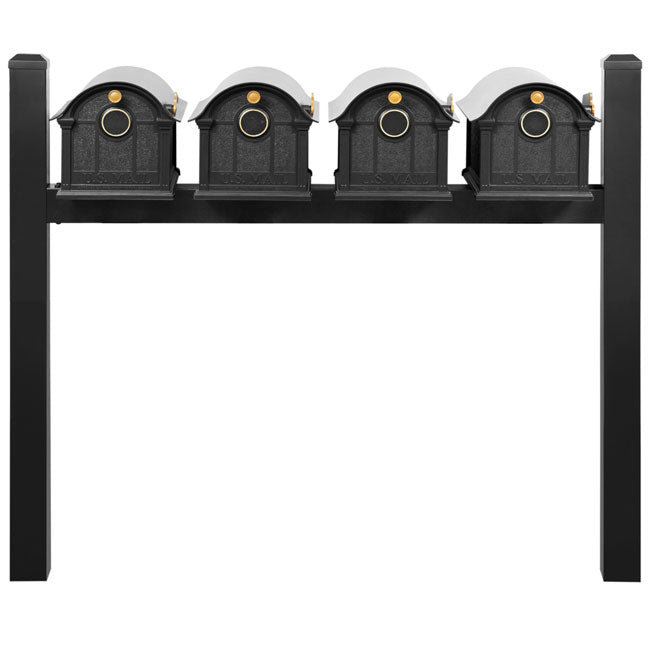 Whitehall Classic Custom Balmoral Mailbox Quad, Black/Gold