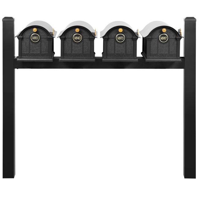 Whitehall Classic Custom Balmoral Mailbox Quad, Black/Gold