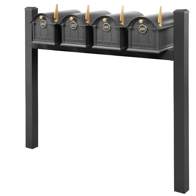 Whitehall Classic Custom Balmoral Mailbox Quad, Black/Gold