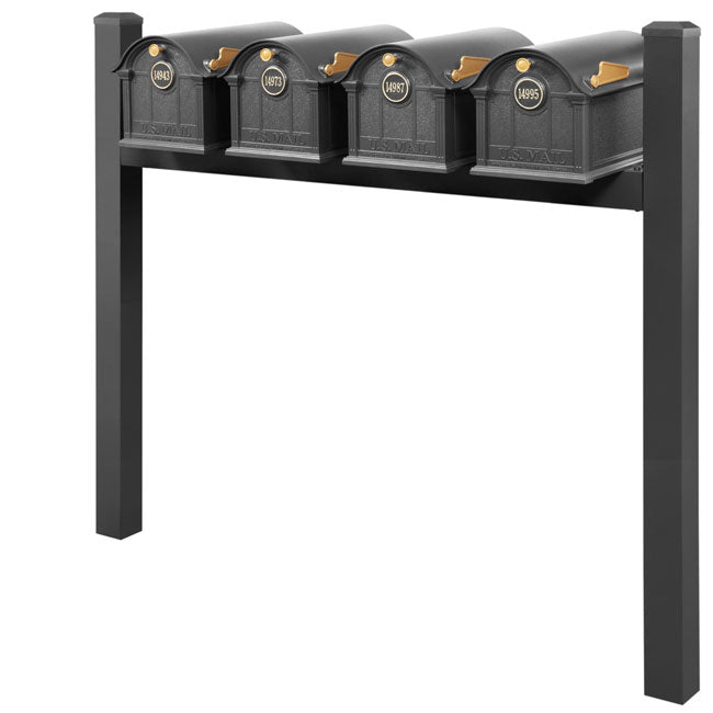 Whitehall Classic Custom Balmoral Mailbox Quad, Black/Gold