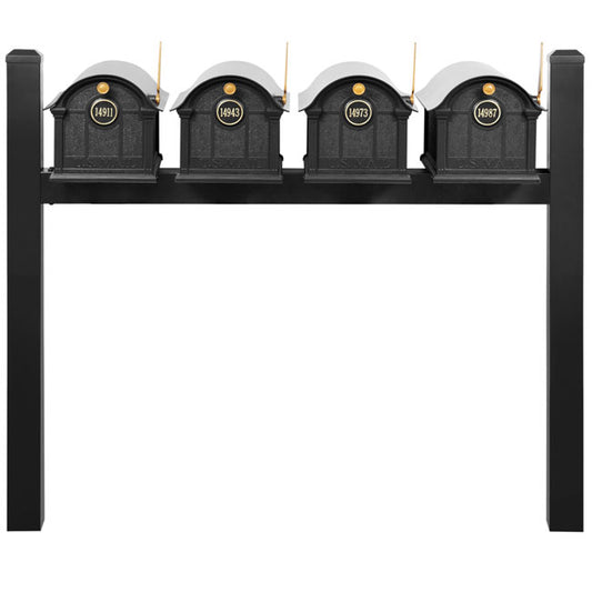 Whitehall Classic Custom Balmoral Mailbox Quad, Black/Gold
