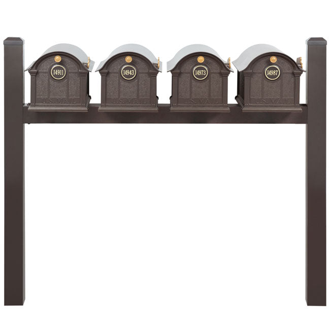 Whitehall Classic Custom Balmoral Mailbox Quad, Bronze/Gold