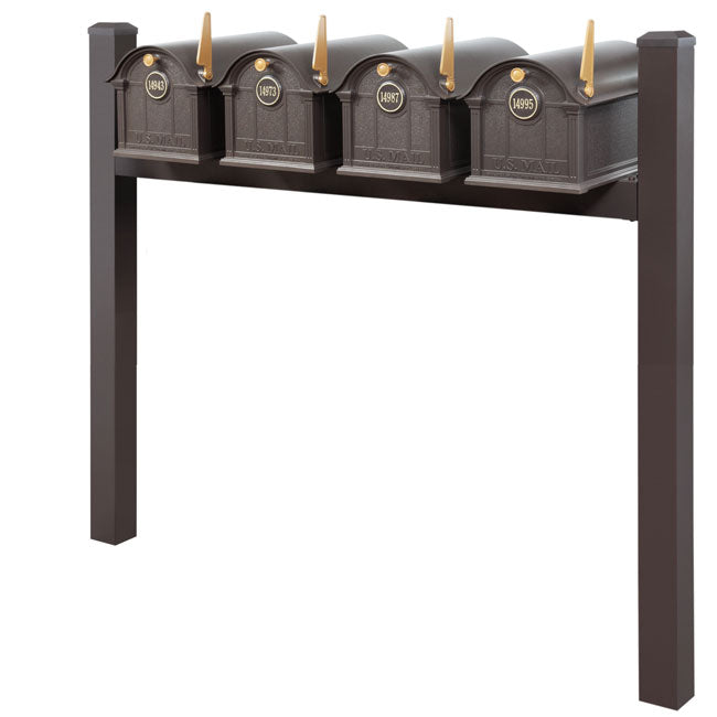 Whitehall Classic Custom Balmoral Mailbox Quad, Bronze/Gold