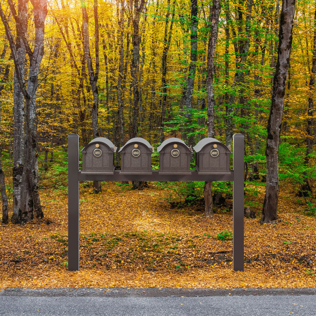 Whitehall Classic Custom Balmoral Mailbox Quad, Bronze/Gold