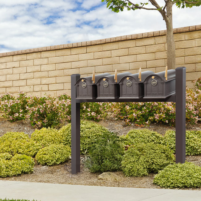 Whitehall Classic Custom Balmoral Mailbox Quad, Bronze/Gold