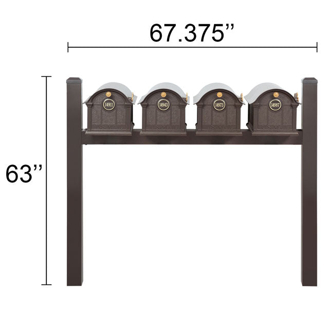 Whitehall Classic Custom Balmoral Mailbox Quad, Bronze/Gold