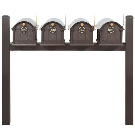 Whitehall Classic Custom Balmoral Mailbox Quad, Bronze/Gold