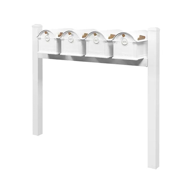 Whitehall Classic Custom Balmoral Mailbox Quad, White/Gold