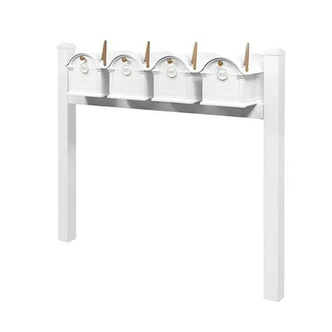 Whitehall Classic Custom Balmoral Mailbox Quad, White/Gold