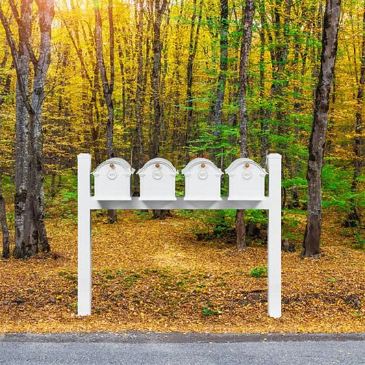 Whitehall Classic Custom Balmoral Mailbox Quad, White/Gold