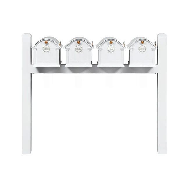 Whitehall Classic Custom Balmoral Mailbox Quad, White/Gold