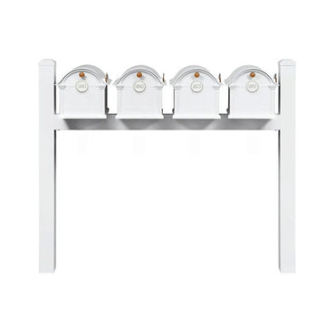 Whitehall Classic Custom Balmoral Mailbox Quad, White/Gold