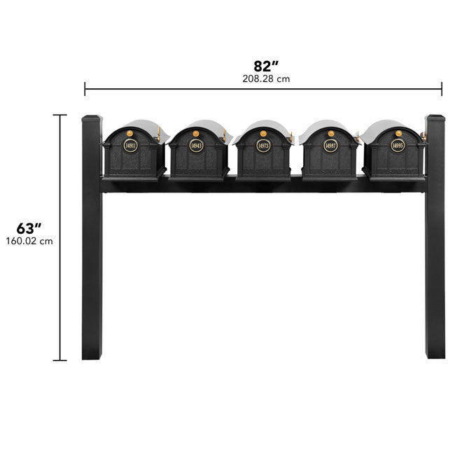 Whitehall Classic Custom Balmoral Mailbox Quint, Black/Gold