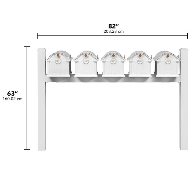 Whitehall Classic Custom Balmoral Mailbox Quint, White/Gold