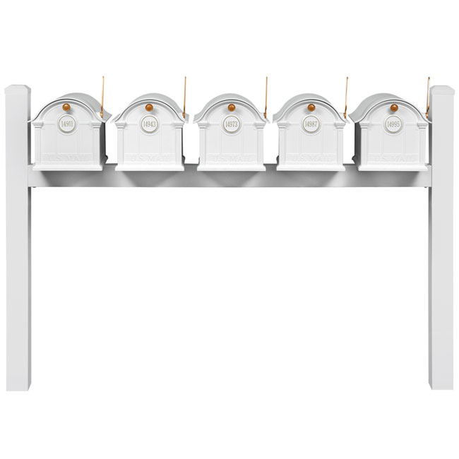 Whitehall Classic Custom Balmoral Mailbox Quint, White/Gold