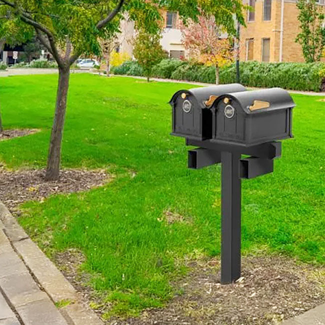 Whitehall Deluxe Custom Balmoral Mailbox Duo, Black/Gold