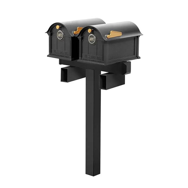 Whitehall Deluxe Custom Balmoral Mailbox Duo, Black/Gold