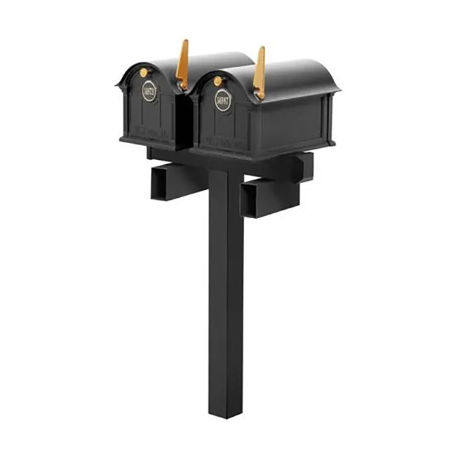 Whitehall Deluxe Custom Balmoral Mailbox Duo, Black/Gold