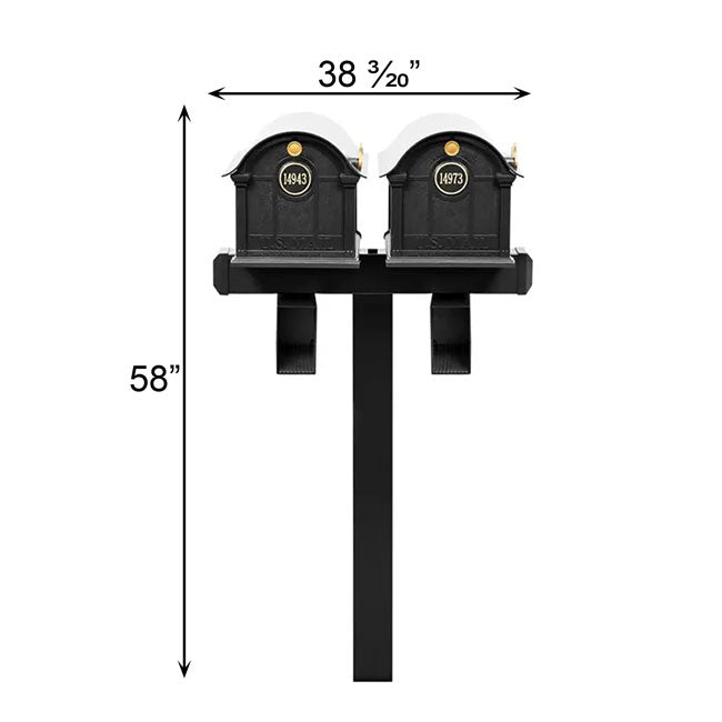 Whitehall Deluxe Custom Balmoral Mailbox Duo, Black/Gold