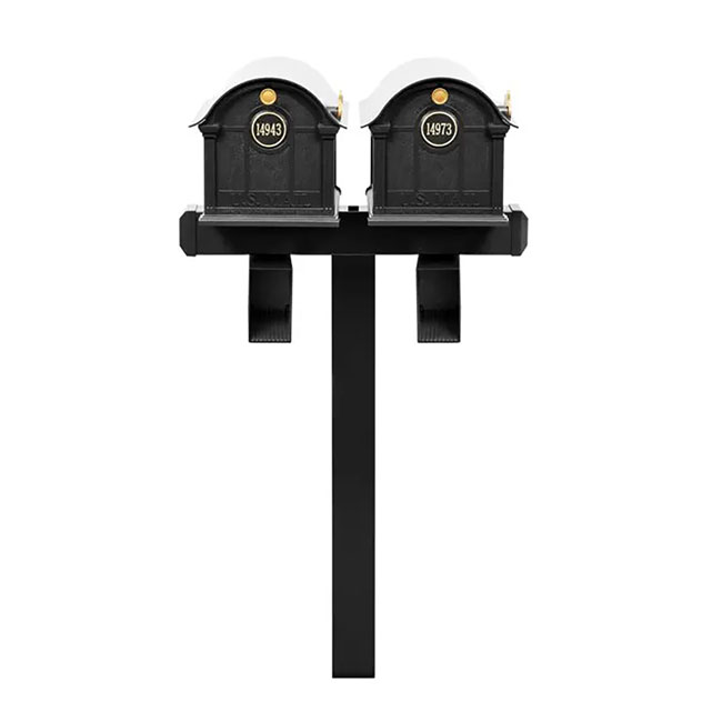 Whitehall Deluxe Custom Balmoral Mailbox Duo, Black/Gold