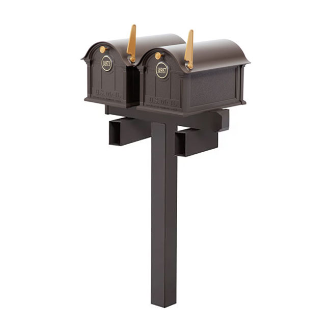 Whitehall Deluxe Custom Balmoral Mailbox Duo, Bronze/Gold