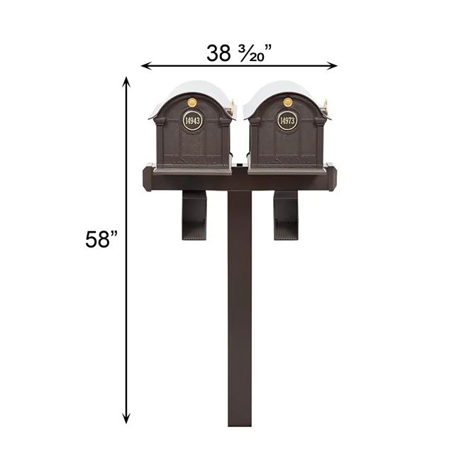 Whitehall Deluxe Custom Balmoral Mailbox Duo, Bronze/Gold