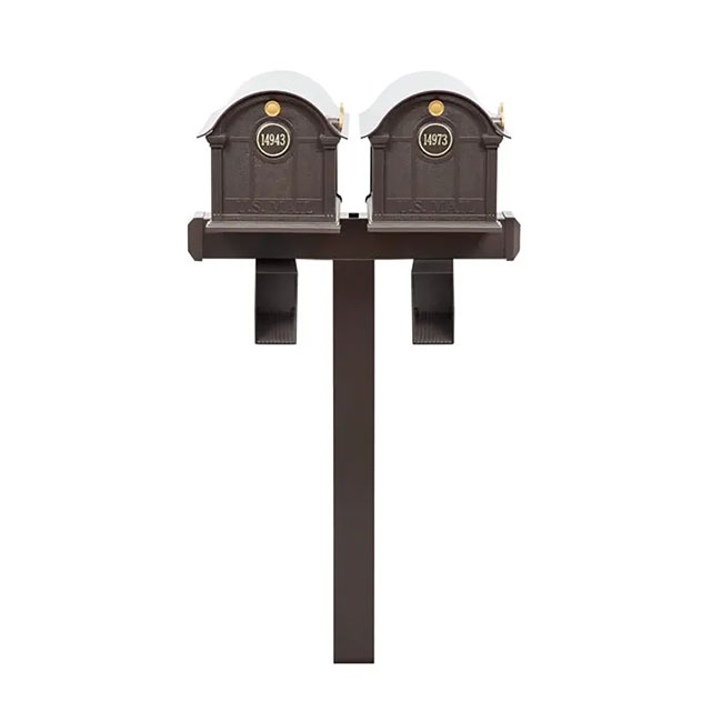 Whitehall Deluxe Custom Balmoral Mailbox Duo, Bronze/Gold