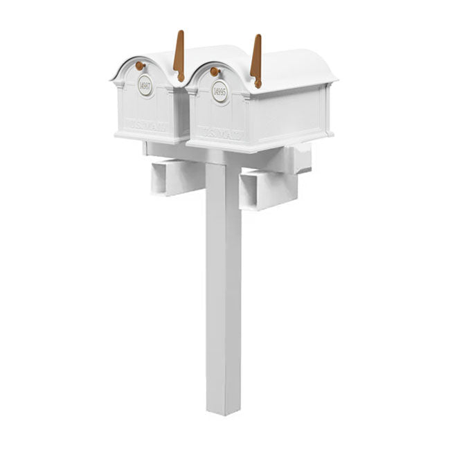 Whitehall Deluxe Custom Balmoral Mailbox Duo, White/Gold