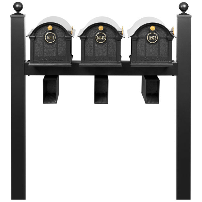 Whitehall Superior Custom Balmoral Mailbox Trio, Black/Gold