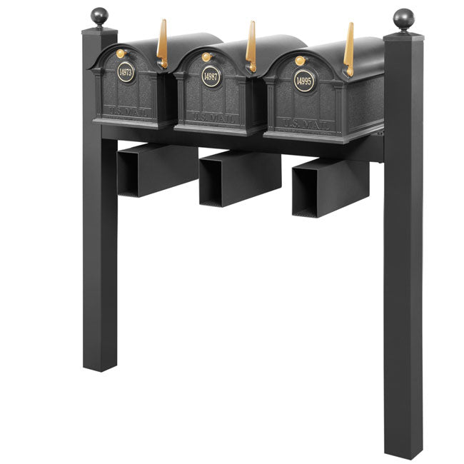 Whitehall Superior Custom Balmoral Mailbox Trio, Black/Gold