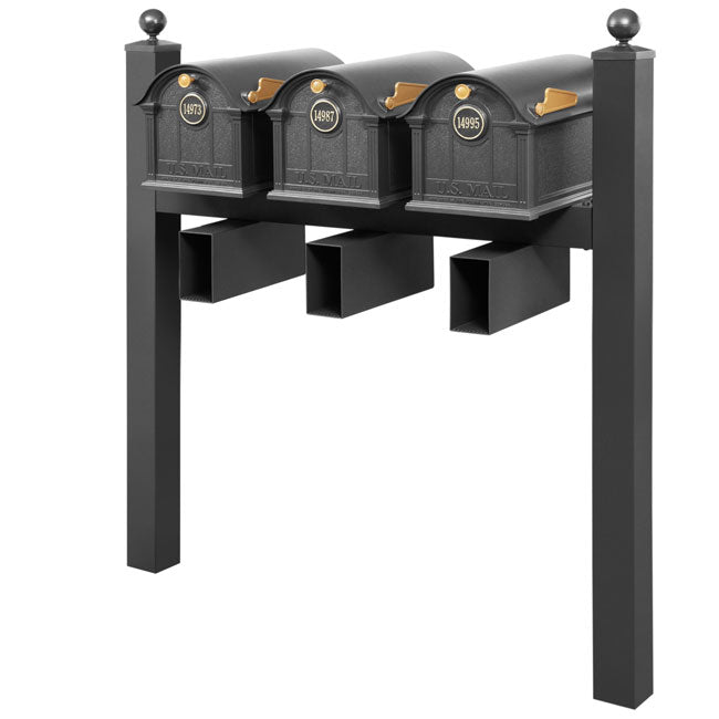Whitehall Superior Custom Balmoral Mailbox Trio, Black/Gold