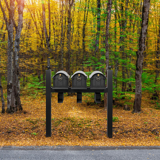 Whitehall Superior Custom Balmoral Mailbox Trio, Black/Gold