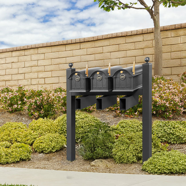 Whitehall Superior Custom Balmoral Mailbox Trio, Black/Gold