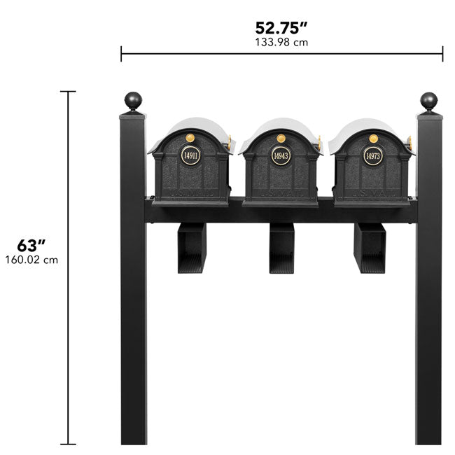 Whitehall Superior Custom Balmoral Mailbox Trio, Black/Gold