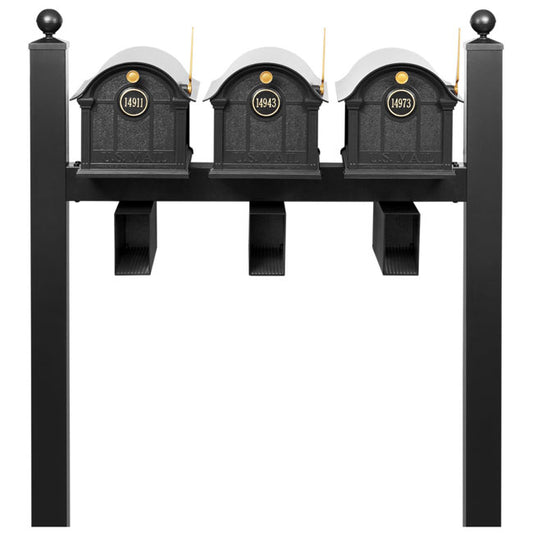 Whitehall Superior Custom Balmoral Mailbox Trio, Black/Gold
