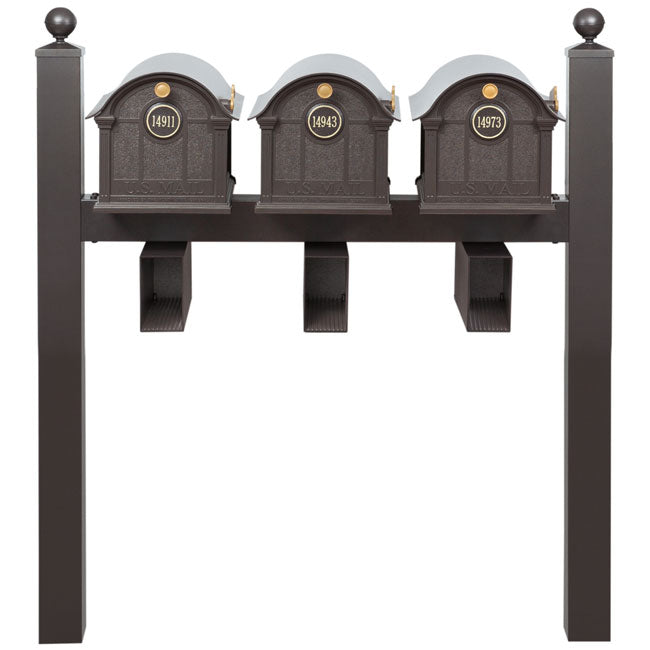 Whitehall Superior Custom Balmoral Mailbox Trio, Bronze/Gold