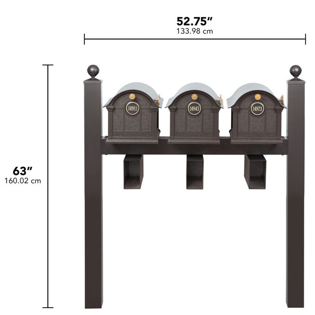 Whitehall Superior Custom Balmoral Mailbox Trio, Bronze/Gold