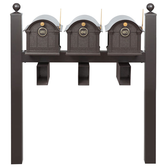 Whitehall Superior Custom Balmoral Mailbox Trio, Bronze/Gold