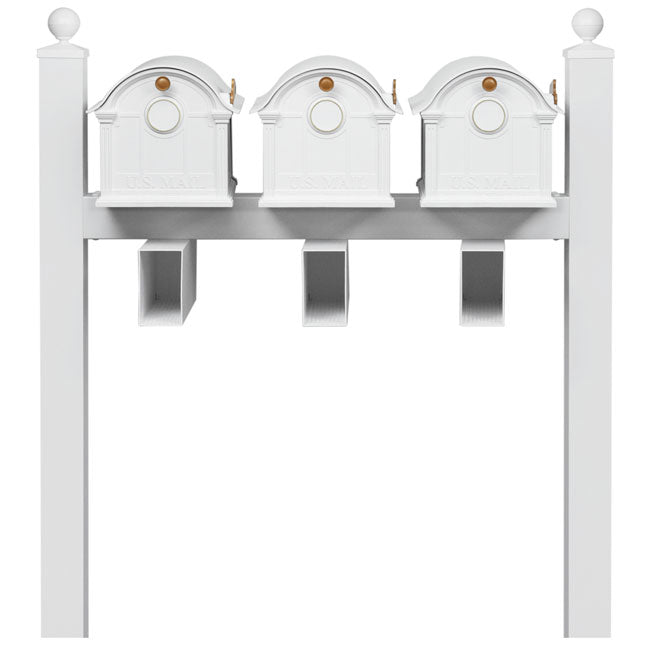 Whitehall Superior Custom Balmoral Mailbox Trio, White/Gold