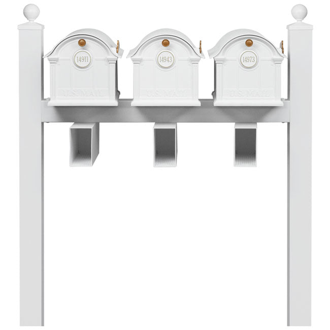 Whitehall Superior Custom Balmoral Mailbox Trio, White/Gold