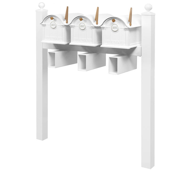Whitehall Superior Custom Balmoral Mailbox Trio, White/Gold