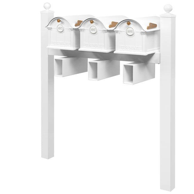 Whitehall Superior Custom Balmoral Mailbox Trio, White/Gold