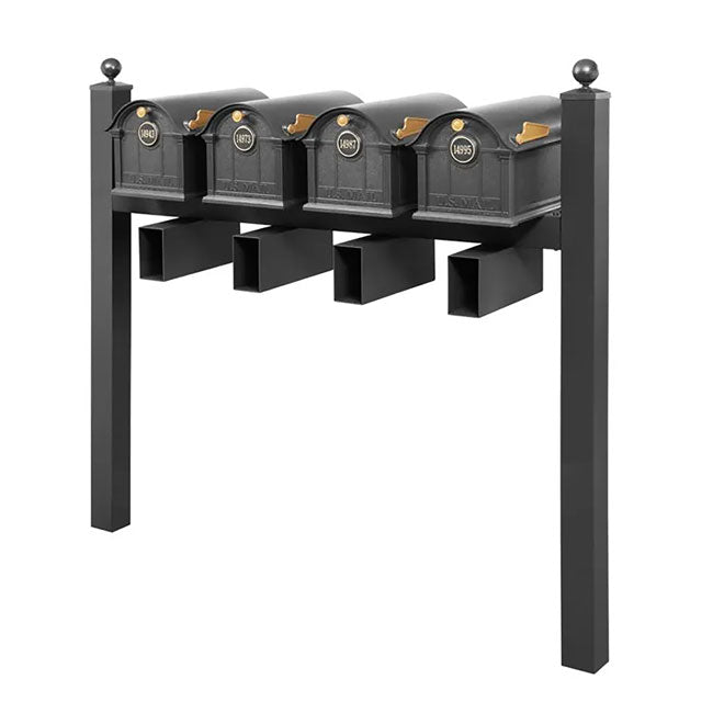 Whitehall Superior Custom Balmoral Mailbox Quad, Black/Gold