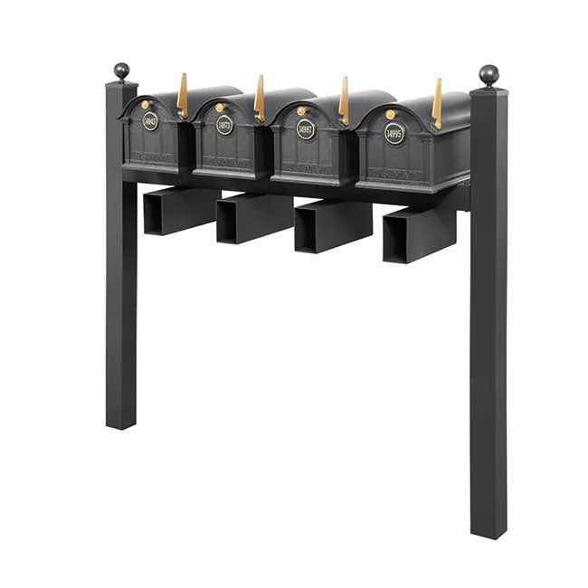 Whitehall Superior Custom Balmoral Mailbox Quad, Black/Gold