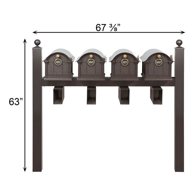 Whitehall Superior Custom Balmoral Mailbox Quad, Bronze/Gold