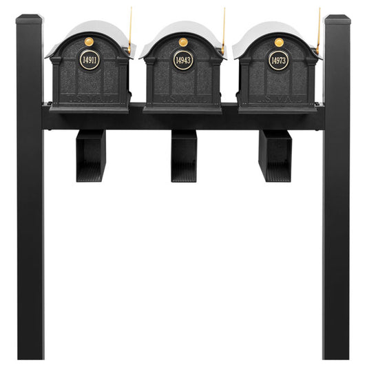 Whitehall Deluxe Custom Balmoral Mailbox Trio, Black/Gold